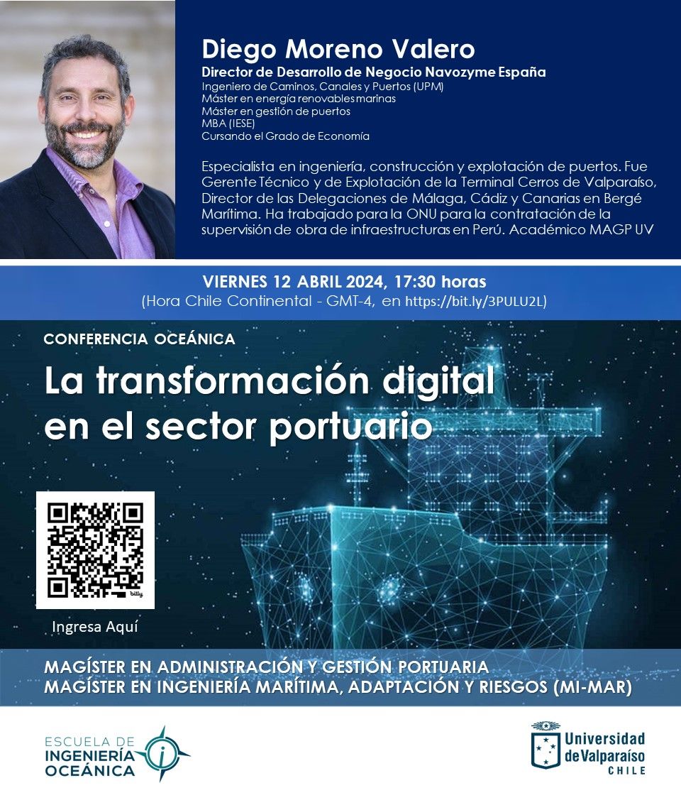 Conferencia oceánica de Diego Moreno, titulada Transformación digital en el sector portuario